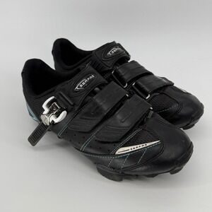 Serfas Astro Mountain Bike Cycling Shoes Black Blue SPD Cleat Ratchet Strap 39‎